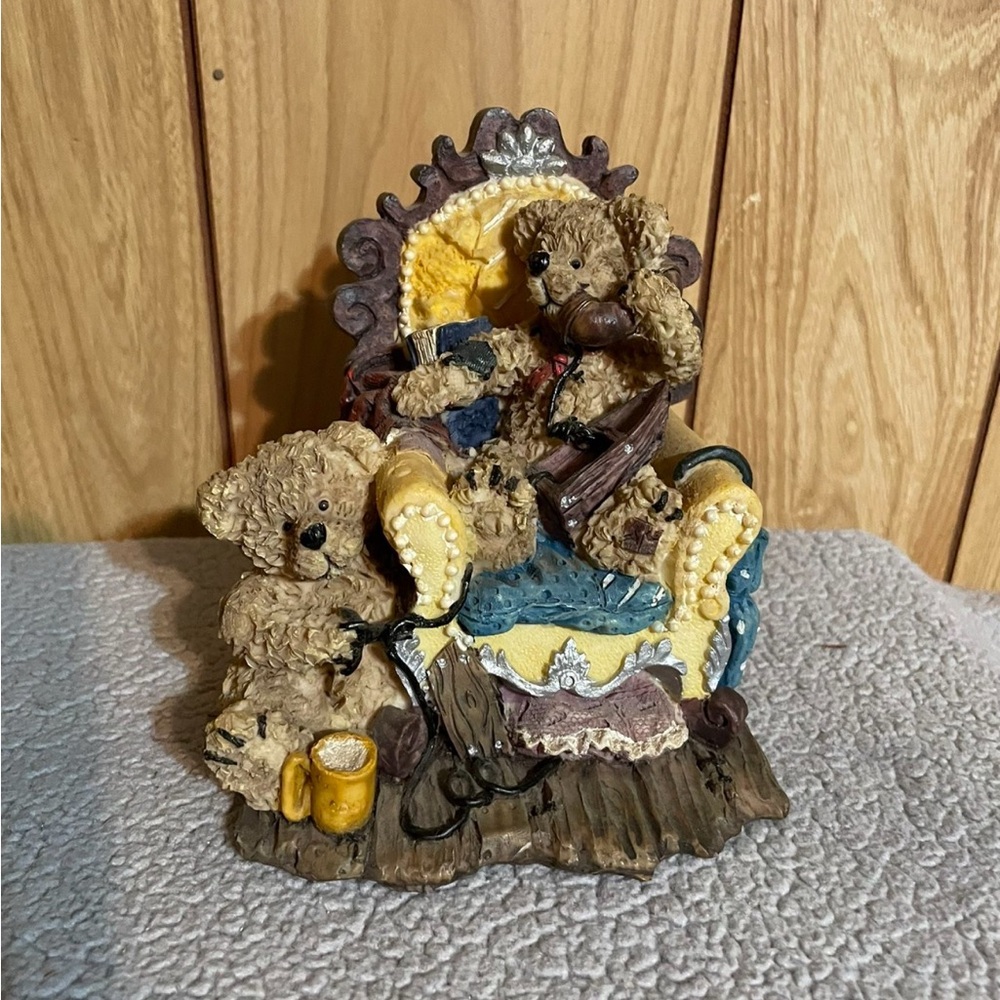 Charming Bear Figurine with Chair